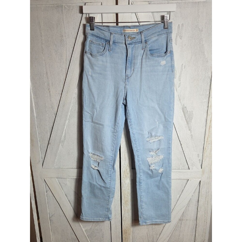 Levi's 724 Distressed High Rise Straight Crop Jeans Size 26